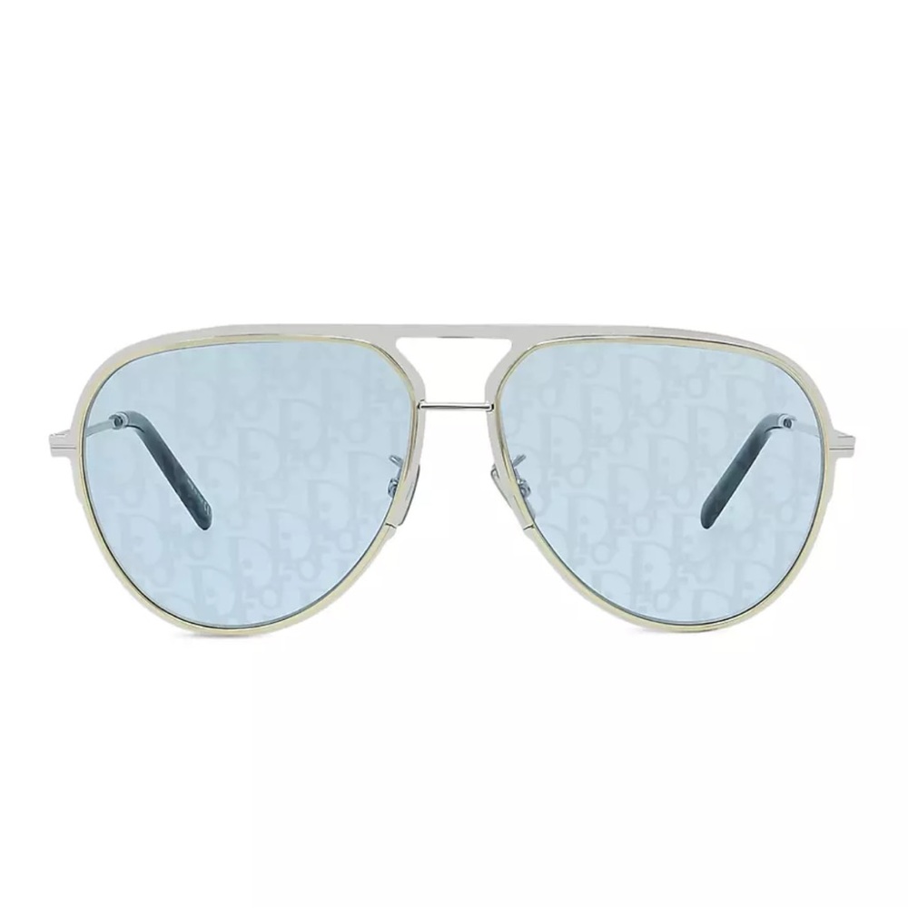 Dior Silver Frame Light Blue Lens Logo Sunglasses auth DiorEssential A2U aviator